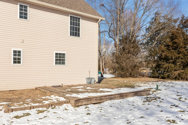 view of snow covered property