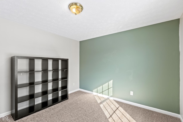 spare room featuring carpet flooring and a textured ceiling