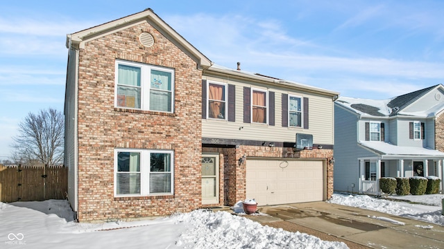 front facade with a garage