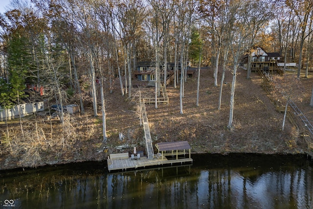 view of dock featuring a water view