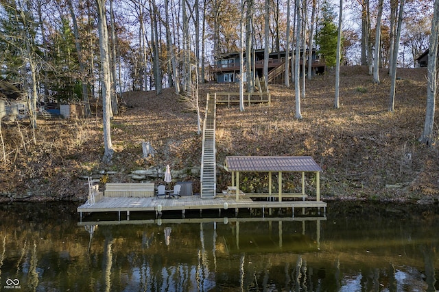 dock area featuring a water view