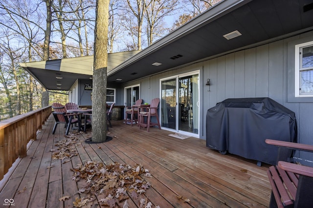 deck featuring area for grilling