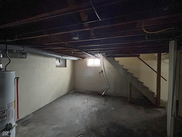 basement with gas water heater