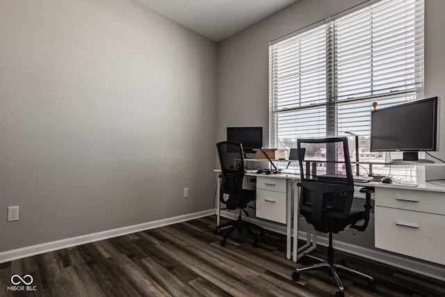 office area featuring dark hardwood / wood-style floors