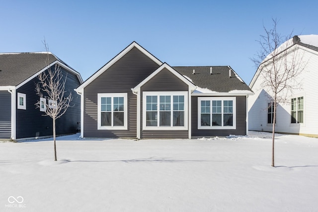 view of snow covered property