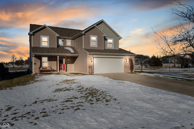 front facade with a garage