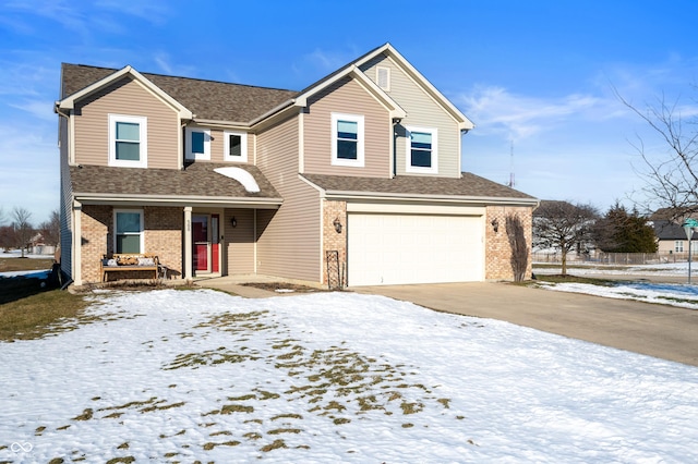 view of front property with a garage