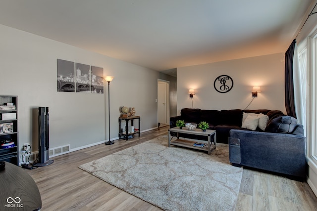 living room with hardwood / wood-style floors