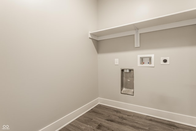 laundry room featuring electric dryer hookup, dark hardwood / wood-style flooring, and hookup for a washing machine