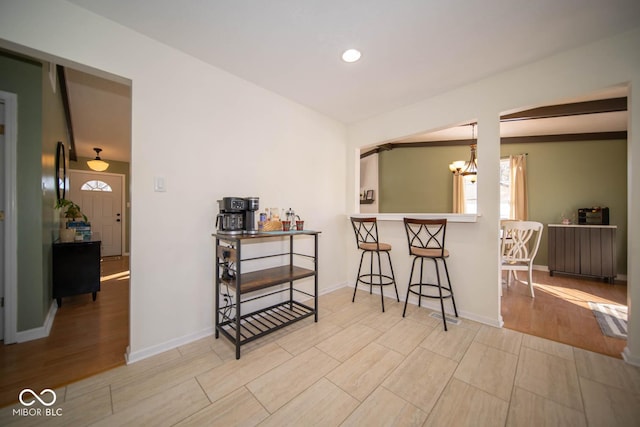 interior space with an inviting chandelier