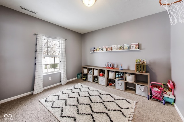 recreation room with carpet floors