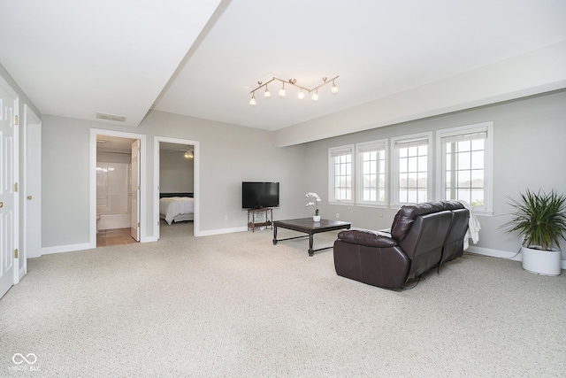 living room with carpet floors