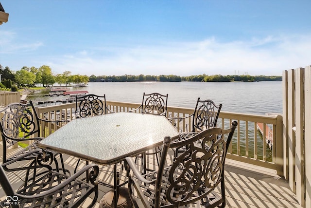 3150 Beach Blvd, Cicero, IN 46034 - wooden deck featuring outdoor dining area and a water view