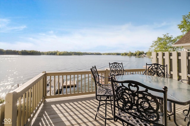 3150 Beach Blvd, Cicero, IN 46034 - wooden terrace featuring a water view and outdoor dining area