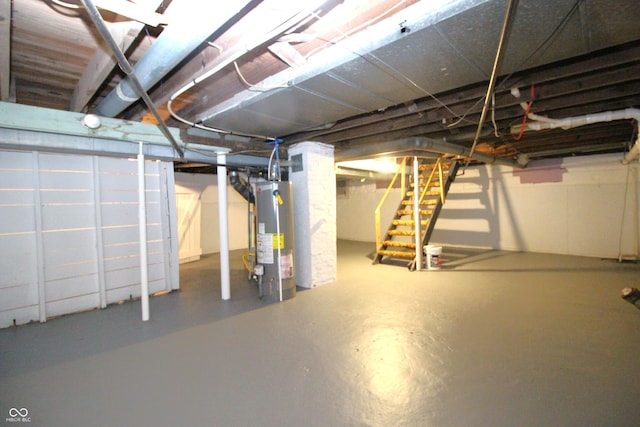 basement with water heater