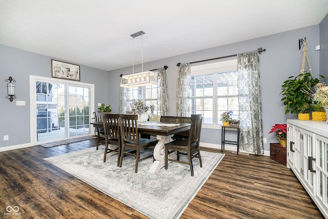 dining area featuring dark hardwood / wood-style floors