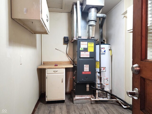 utility room featuring water heater