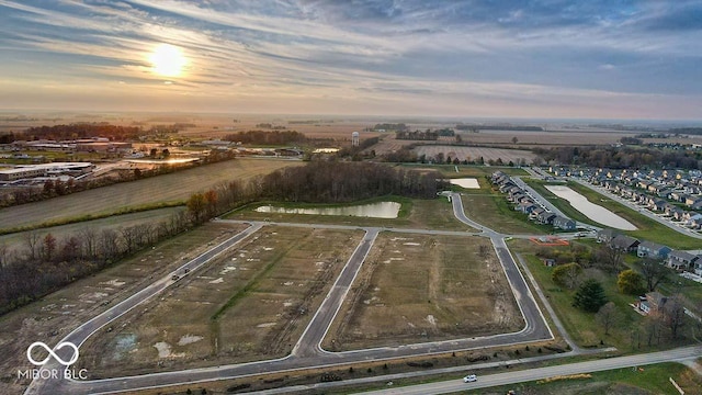 view of aerial view at dusk