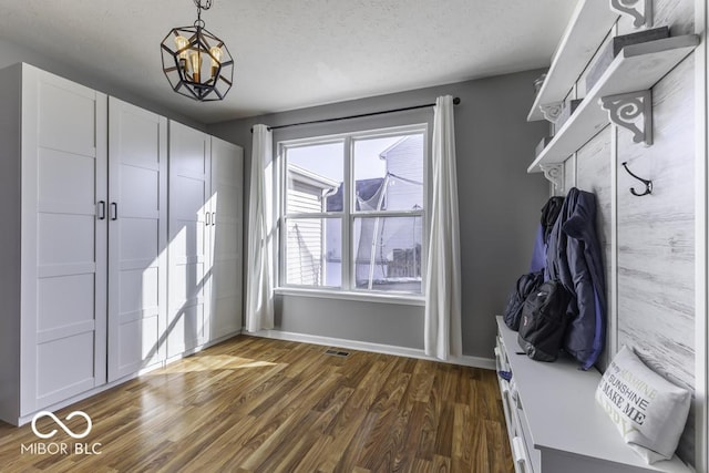 mudroom featuring dark wood-type flooring