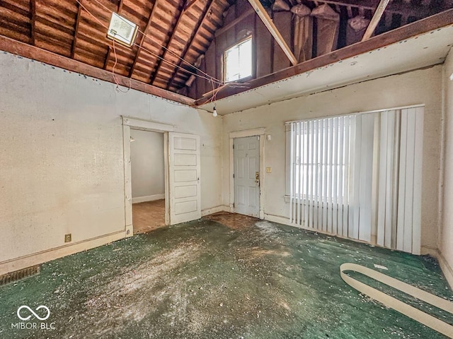 interior space with high vaulted ceiling