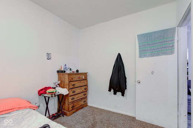 bedroom featuring light colored carpet