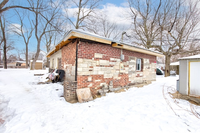 view of snow covered exterior