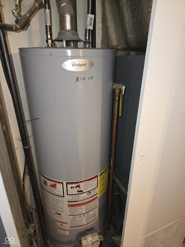 utility room featuring water heater