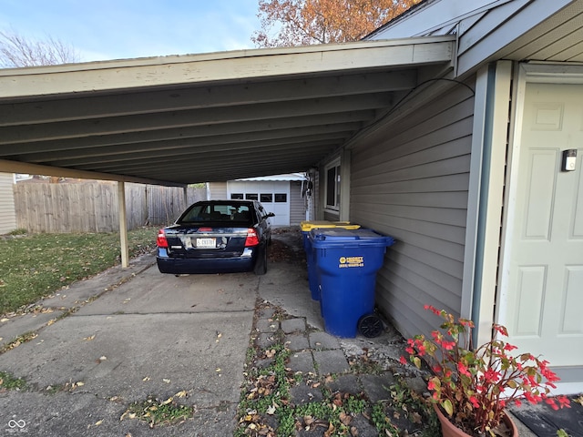 view of parking / parking lot with a carport