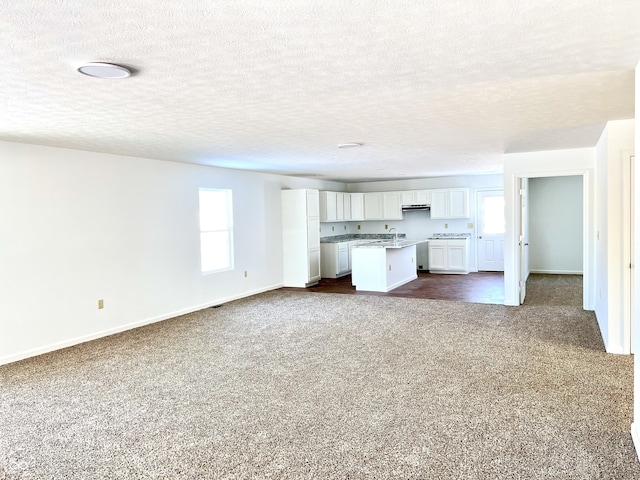 unfurnished living room featuring sink, a wealth of natural light, and a textured ceiling