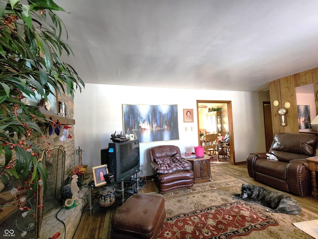 living room featuring light hardwood / wood-style floors