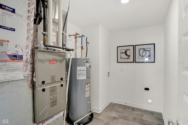 utilities with heating unit and electric water heater