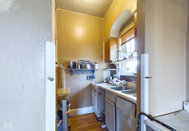 kitchen featuring sink and dark hardwood / wood-style floors