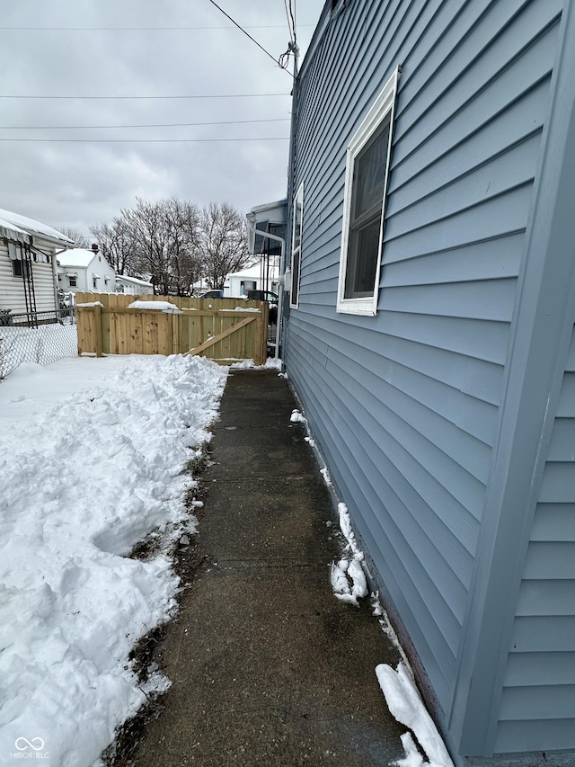 view of snow covered exterior