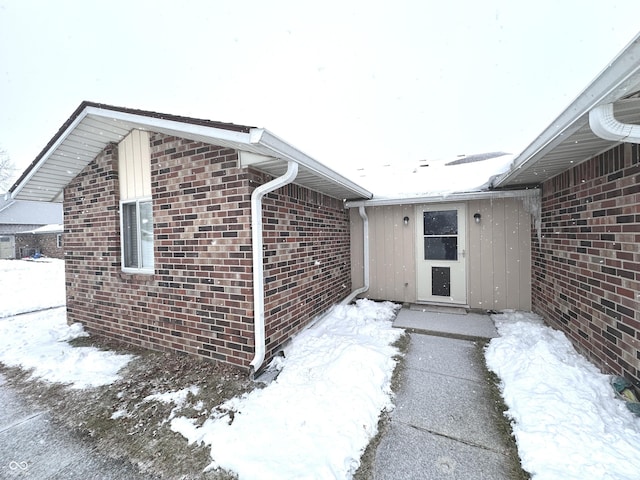 view of snow covered exterior