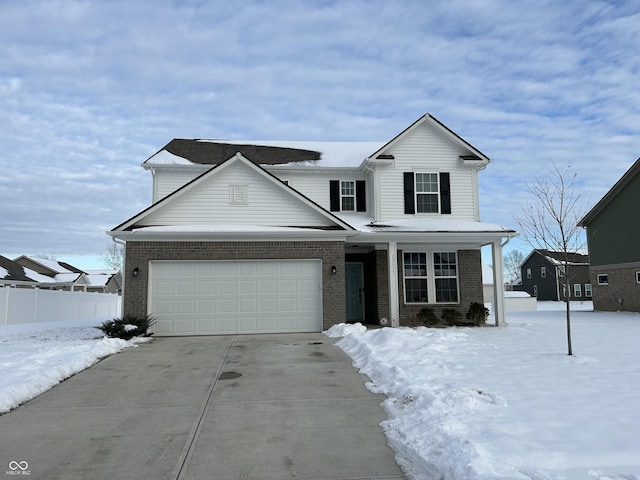 view of front property with a garage