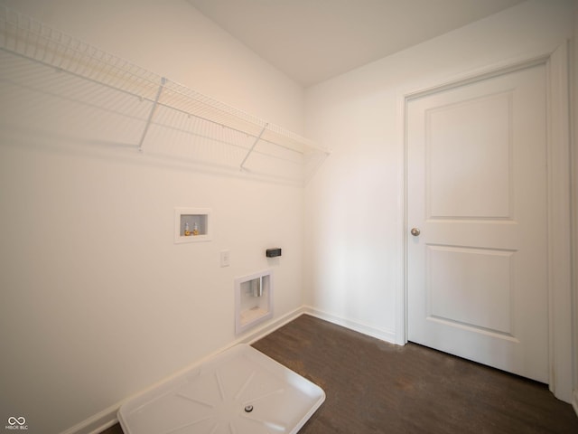 7872 Magnolia St, New Palestine, IN 46163 - laundry area featuring hookup for a washing machine, electric dryer hookup, and dark wood-style floors