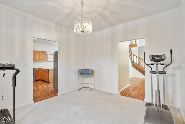 interior space with a chandelier