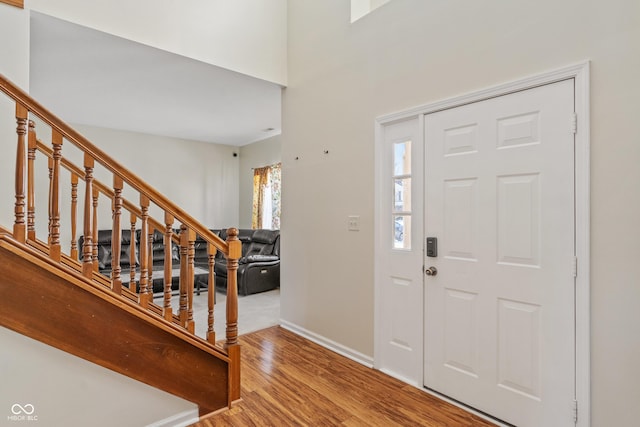 foyer with light wood-type flooring