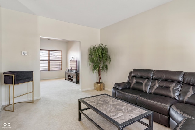 living room with light carpet