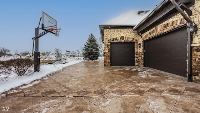 exterior space featuring a garage