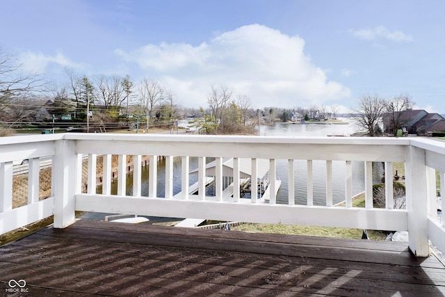 deck with a water view