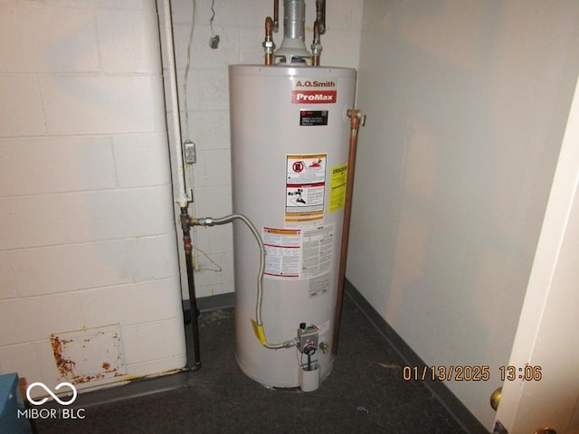 utility room with water heater