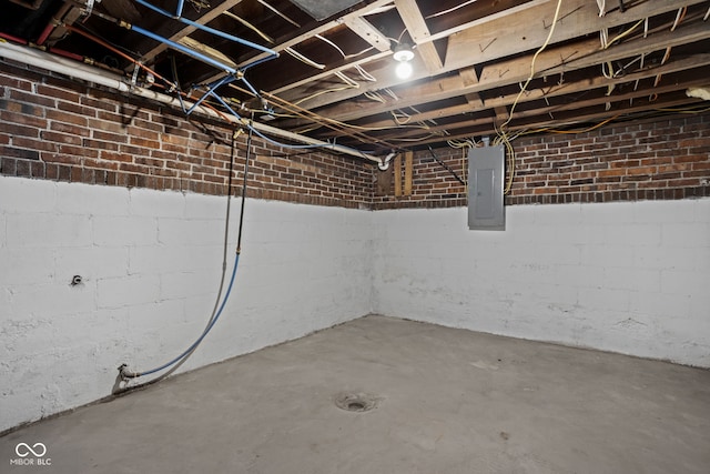 basement with electric panel