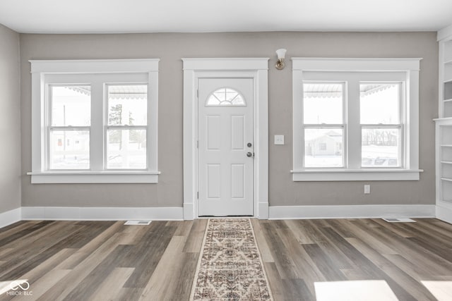 foyer entrance featuring hardwood / wood-style floors and a wealth of natural light