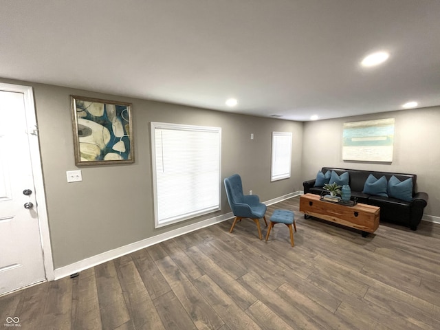 living room with hardwood / wood-style floors