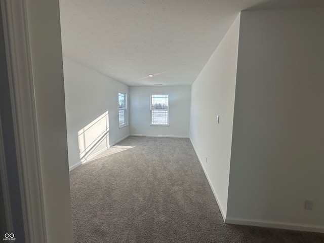 spare room featuring carpet and a textured ceiling