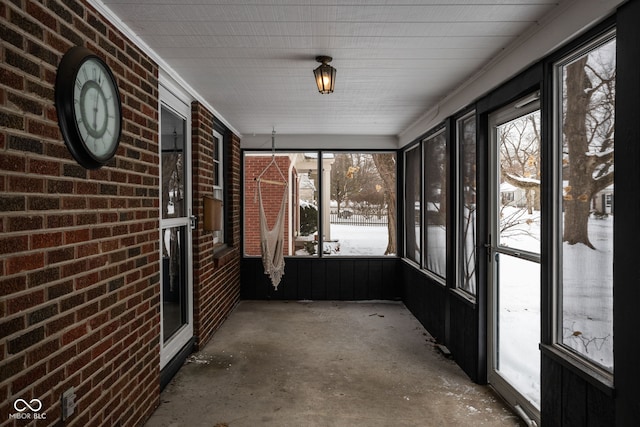 view of unfurnished sunroom