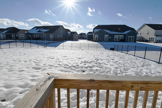 view of yard layered in snow