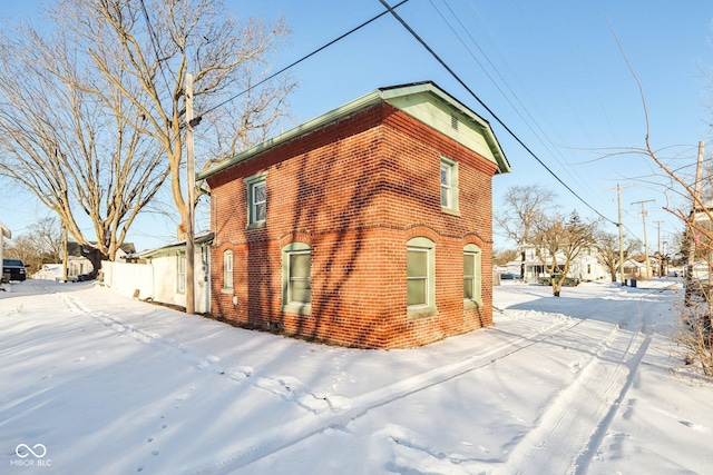 view of snow covered exterior