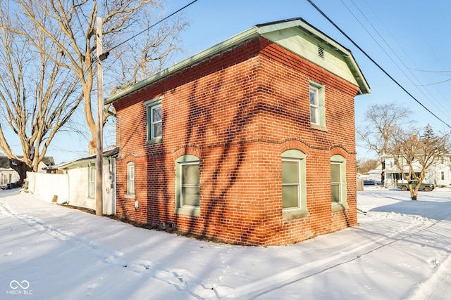 view of snow covered exterior